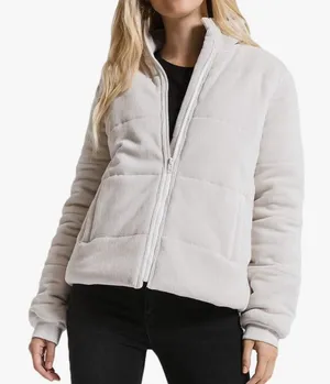 Z Supply Women’s Corduroy Puffer Jacket in Champagne‎ Mist Size Large thumbnail 1