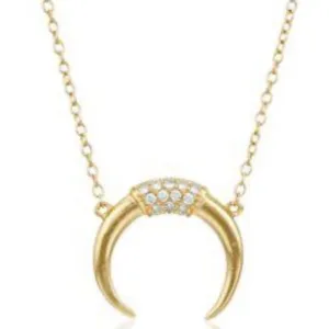 NEW Women's Gold-Plated Crescent Moon Horn Necklace‎ Size 16 + 2” thumbnail 7