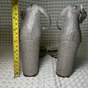 Sam Edelman YARO Glitter Block Heel Ankle‎ Strap Sandals Silver Women Size 6 thumbnail 5