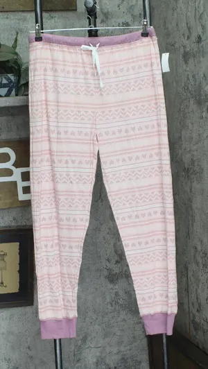 NEW Splendid Womens Knit Jogger Pajama Pants RLD0298 Pink Geometric L thumbnail 1