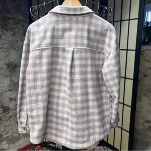 Moodie Lavender/Cream Gingham Shacket: Size MEDIUM Purple thumbnail 5