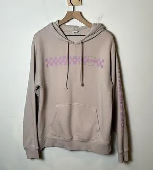 Vans Womens Pale Pink Graphic Print Front and Sleeve Hoodie size L thumbnail 1