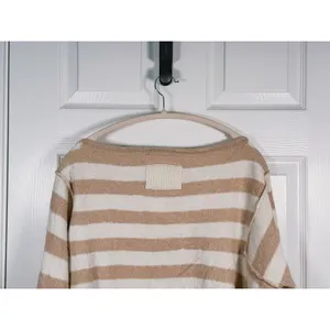 We The Free Into The Blue Striped Sweater Crop Small Tan Cream Granola Cozy Fall thumbnail 6