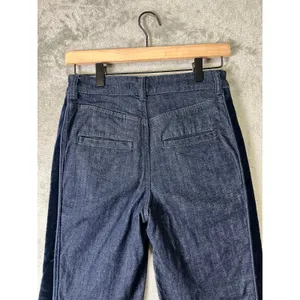 Maeve Bow Peep High Rise Flare‎ Jeans Dark Wash Bow Detail Suede 25 Cool Girl thumbnail 5