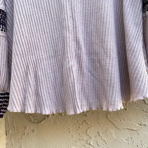 Free People Oversized Crochet Detailing Top Thermal Waffle Knit Mock Neck Size S thumbnail 10