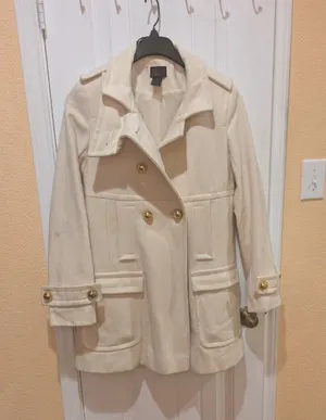 Womens ~Via~ Ivory Wool Peacoat Lined Long Sleeve Jacket Size M thumbnail 1