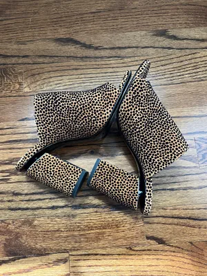 Alexander Wang Womens Tan and Black Leopard Print Block Heel Mules thumbnail 7