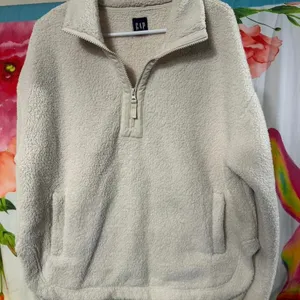 S199. Gap cream quarter zip Sherpa hoody Size S thumbnail 1