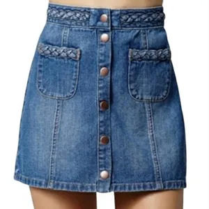 Kendall + Kylie Braided‎ High Waist Button Denim Skirt Size 26 thumbnail 1