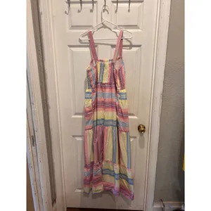 Lane Bryant Womens Plus‎ 14/16 Striped Cotton Smocked Tiered Maxi Dress Pockets thumbnail 4