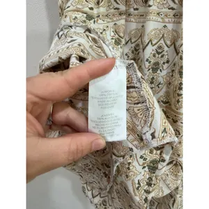 L.e.i. Women XL Boho Smocked Handkerchief Hem Cami Top Earth Tone Paisley Print thumbnail 7