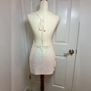 Elegant‎ Cream Halter Dress Sise Large thumbnail 4