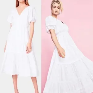 Betsey Johnson White Spectator Tiered Midi Dress Prairie Cottagecore Confetti thumbnail 3