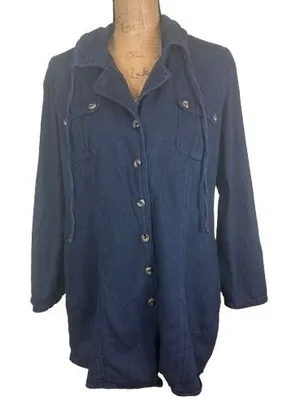 Cabi 340 Chambray Blue Cotton Utility Jacket Shacket Button Front Size Medium thumbnail 1