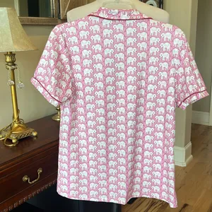Pink Elephant Buttoned Collar Pajama Top Size M thumbnail 4