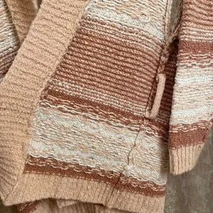 Free People Cozy Cabin Chunky Knit Boho Ivory Peach Cardigan Sweater Oversized X thumbnail 5