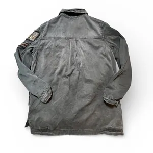 Free People Distressed Embellished Millitary Shirt Jacket Gunmetal Size Medium‎ thumbnail 2