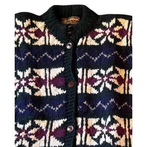 Artesanias ISHKA 100% Wool Cardigan One Size Medium Fair Isla Ecuador Made Boho thumbnail 11
