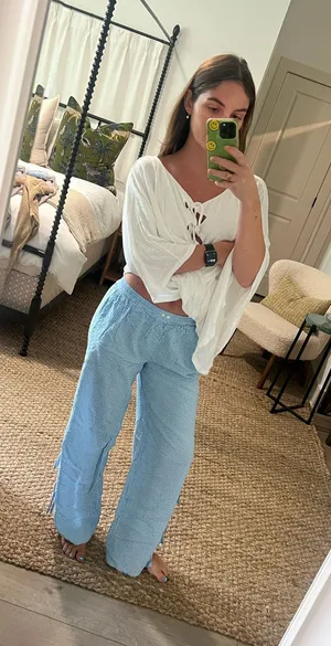 Aerie Gingham Pants Flowy thumbnail 1