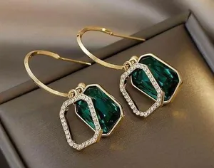 Green Crystal Dangle Drop Earrings thumbnail 2