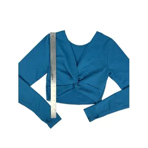 JoyLab Turquoise Blue Marl Long‎ Sleeve Cropped Fit Seamless Tee Top Size Medium thumbnail 3