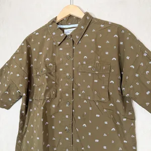 REI Co-op Women’s Trailsmith Button Down Shirt Shortsleeve Printed in Green L thumbnail 2