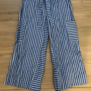 NEW Blue Striped Wide Leg Pants Loose Fit Palazzo Pants L thumbnail 4