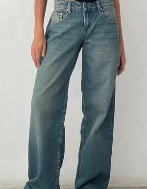 NWT motel rocks motelrocks low rise parallel vintage blue green jeans 26 32 thumbnail 1