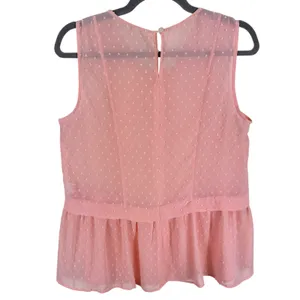 J. Crew Pink Sheer Chenille‎ Dot Sleeveless Pleated Lightweight Blouse Size 8 thumbnail 2