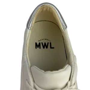 Madewell White Silver Leather Lace Up Sidewalk Low Top Casual Sneakers Size 7.5M thumbnail 5