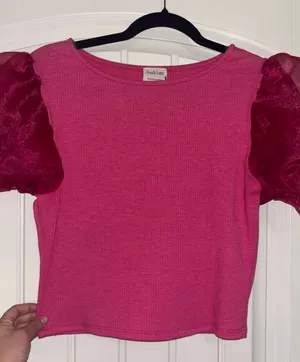 Peach Love Puffy Sleeve Top thumbnail 1
