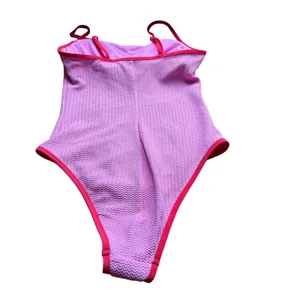 Shade & Shore Small Pink Textured One Piece Swimsuit Scoop Neck Adjustable Red thumbnail 2