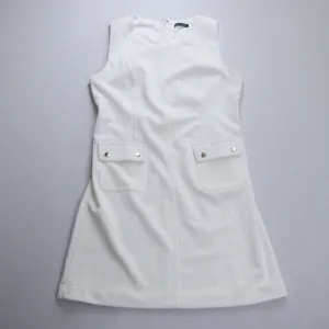 Tommy Hilfiger Shift‎ Dress 8 White Textured Pique Pocket Sleeveless Mod Preppy thumbnail 3