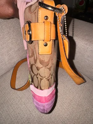 Coach SignaturePurple and Pink FlowerAppliqué Shoulder Bag (Style 1469) thumbnail 8