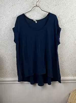 We The Free Navy Oversized Cotton Blend Casual Tee - Size - XS thumbnail 1