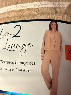 Live 2 Lounge 3-Piece Cable Knit Textured Lounge Set, Tan, Size XXL. NWT thumbnail 3