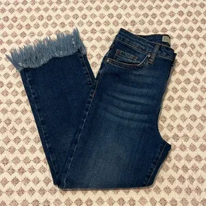 Topshop Moto Dree Frayed Hem Crop Jeans 28 Blue Kick Flare Denim thumbnail 9