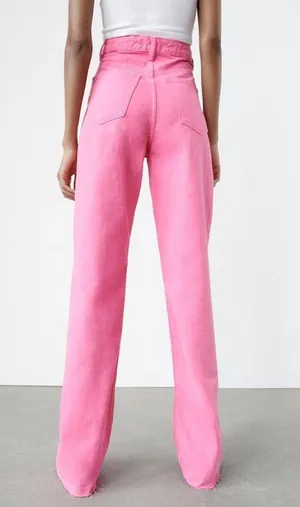 Zara Wide Leg Solid Color Pink Pants thumbnail 3