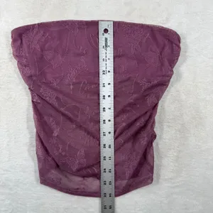 I.AM.GIA Purple Ruched Floral Lace Tube Top GIA13406 Womens Small Strapless Boho thumbnail 4