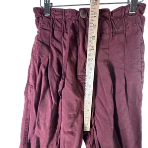 Free People Womens Paperbag Jogger Pants Burgundy‎ Drawstring Cotton XS Boho thumbnail 8