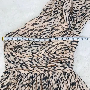 GIANNI BINI Leopard Print Maxi Dress One Shoulder Long Sleeve Party Size 0 New‎ thumbnail 13