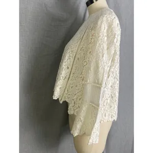 Lumie Cream Lace Bell Sleeve Cropped Blouse Top Boho Cottagecore‎ Feminine S thumbnail 5