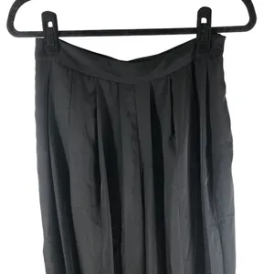 JLux Label Womens Pants High Rise Pleated Pockets Satin Wide Leg Black M thumbnail 2