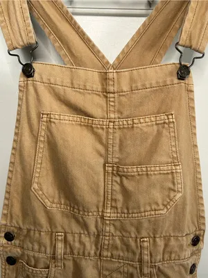 Free People We The Free Ziggy Cotton Denim Overalls - Tan / Camel Brown thumbnail 4