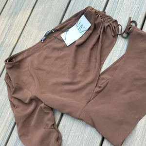 NWT Zara Brown Asymmetrical One Shoulder Brown‎ Blouse Size Large thumbnail 3