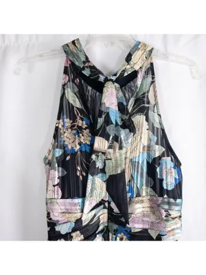 Adrianna Papell Black Floral Dress Womens 8 Medium thumbnail 8
