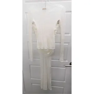 Meshki 2 Piece Set White Stretchy Knit Top And Long Maxi Skirt sz S thumbnail 8