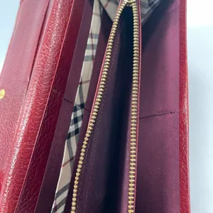 Burberry Bordeaux Leather Bifold Long Wallet w/ Nova Check Interior - Preowned thumbnail 6