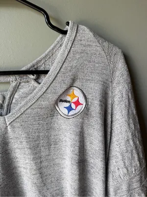 National Football League Pittsburgh Steelers Gray Lace Up Back Long Sleeve Game Day Top thumbnail 3