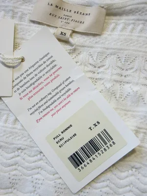 Sézane NWT La Maille Ronnie in Ecru Textured Pointelle Knit Sweater Top XS thumbnail 9